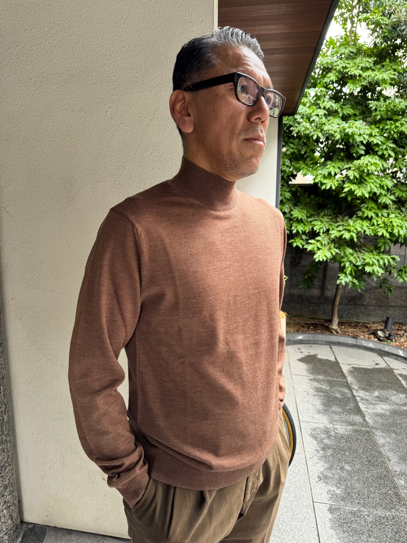 DANIELE FIESOLI モックネック ハイゲージニット　ライトブラウン