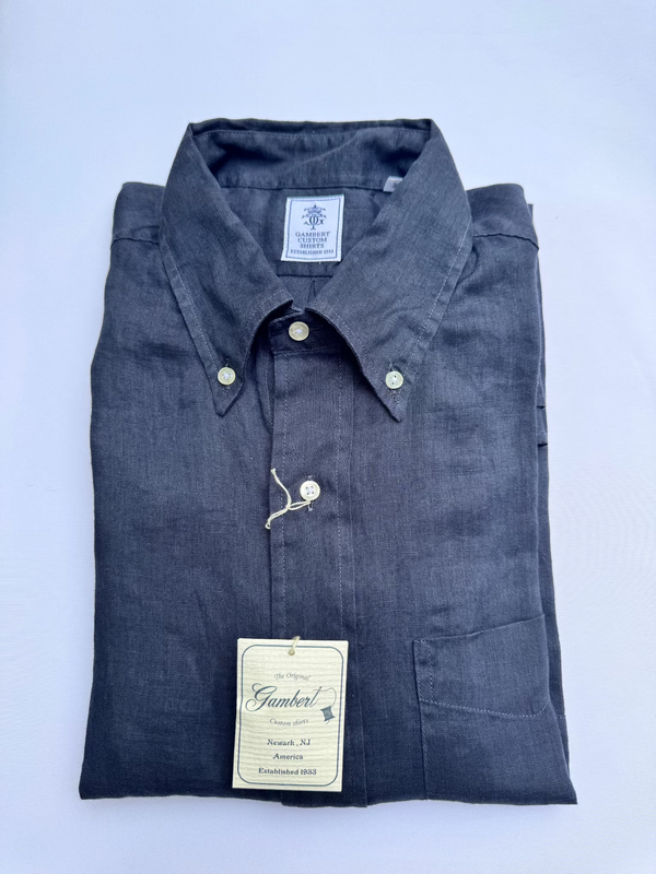 GAMBERT CUSTOM SHIRTS リネン ネイビー