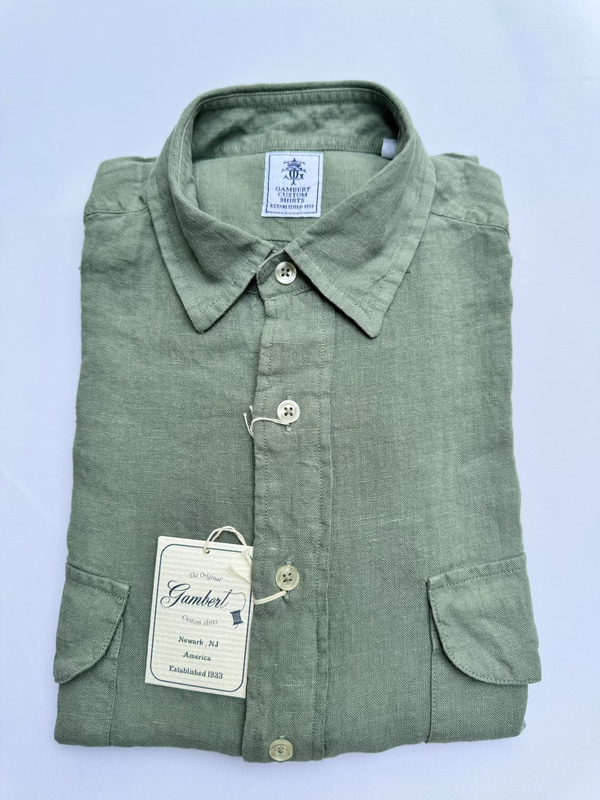 GAMBERT CUSTOM SHIRT ガーメントダイ　サージグリーン（両ポケットタイプ）