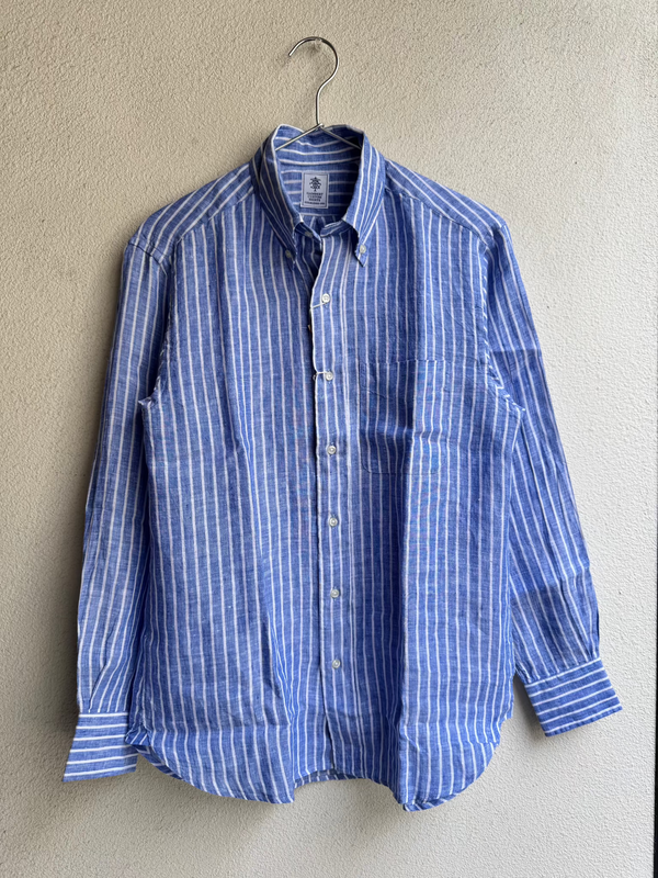 GAMBERT CUSTOM SHIRTS リネン ブルーストライプ