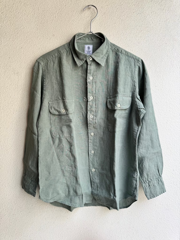 GAMBERT CUSTOM SHIRT ガーメントダイ　サージグリーン（両ポケットタイプ）