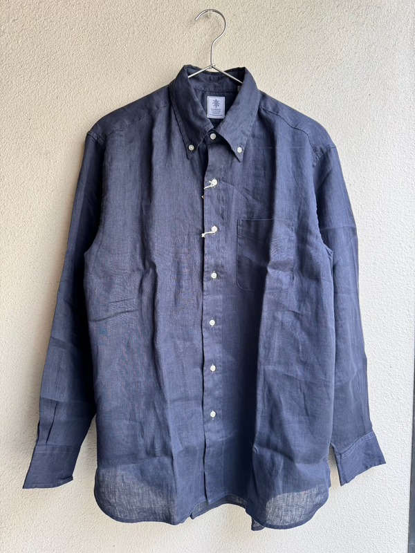 GAMBERT CUSTOM SHIRTS リネン ネイビー