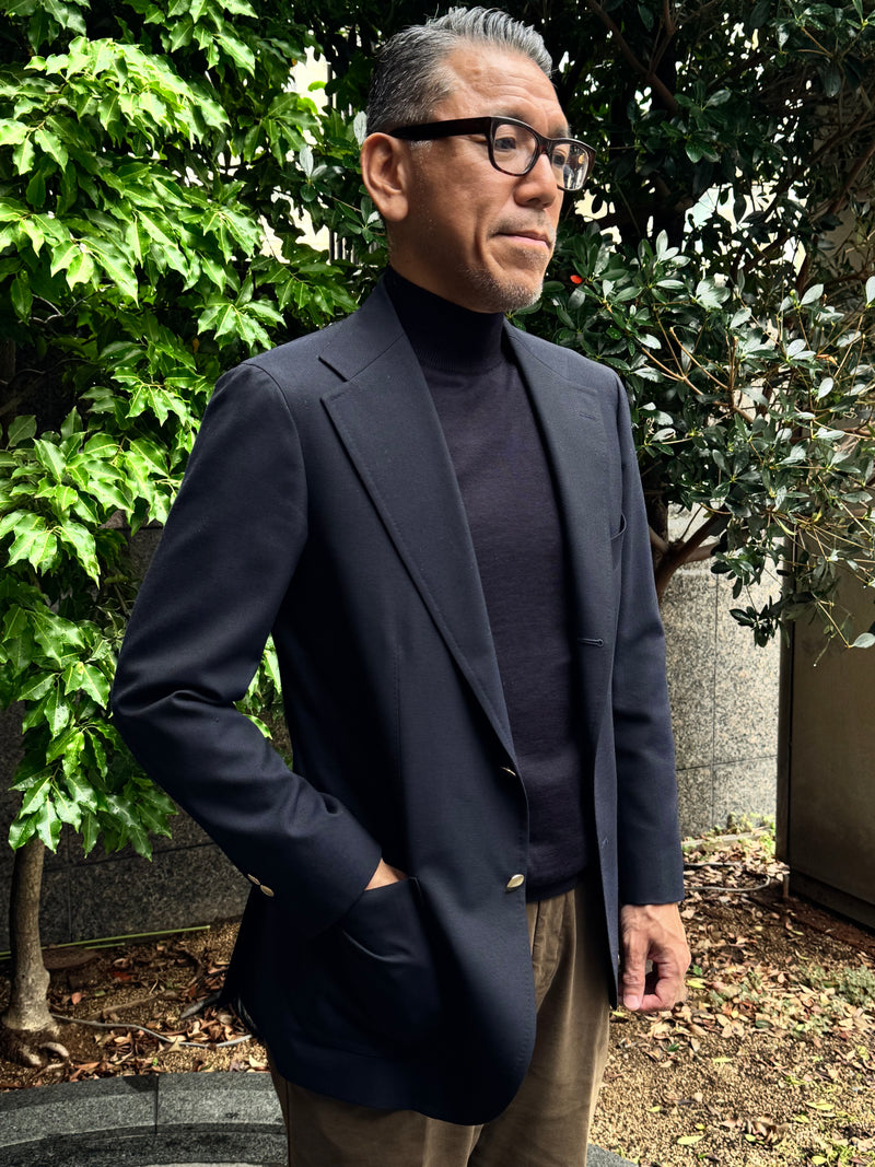 DANIELE FIESOLI モックネック ハイゲージニット　ネイビー