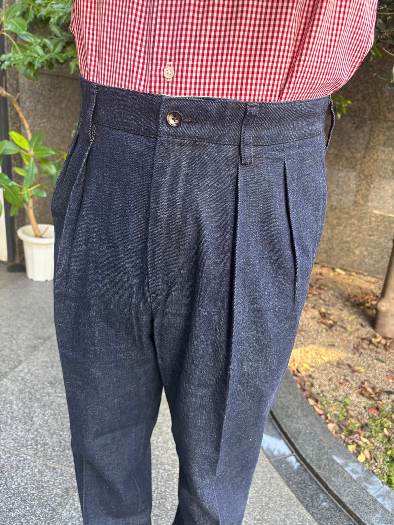 1955DNMツープリーツデニムトラウザーズ　インディゴ