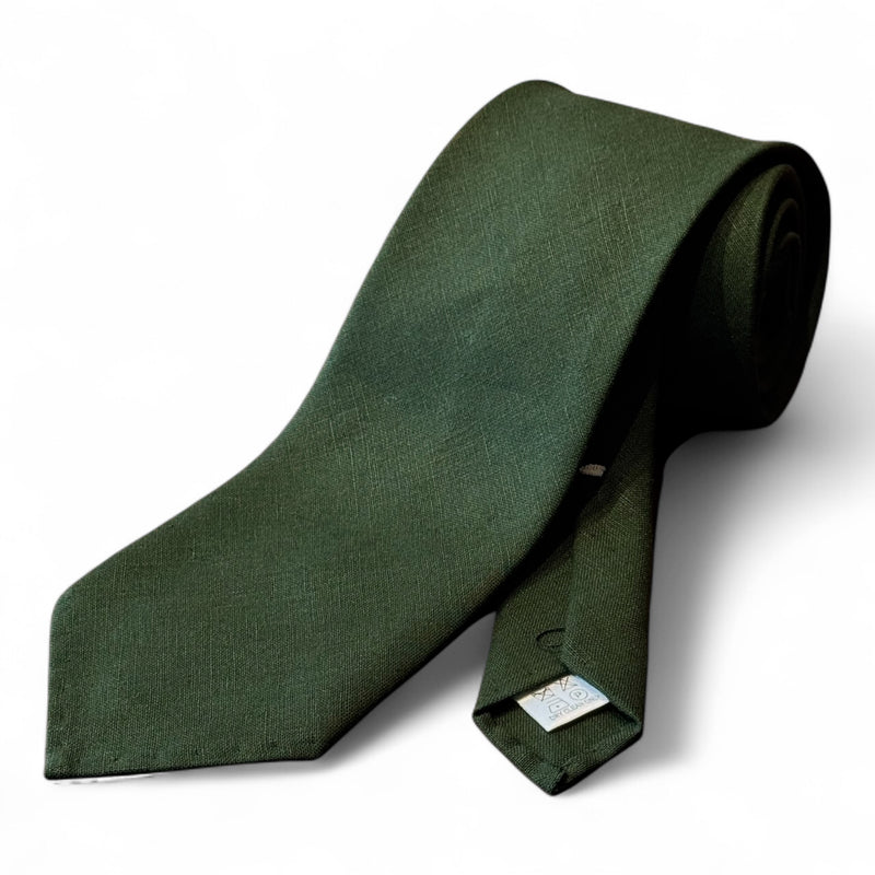 リネン100%ソリッドTIE    グリーン