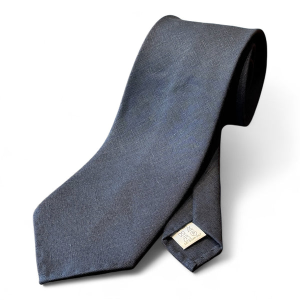 リネン100%ソリッドTIE      ネイビー