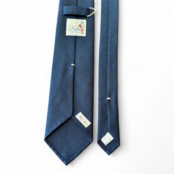 リネン100%ソリッドTIE      ネイビー