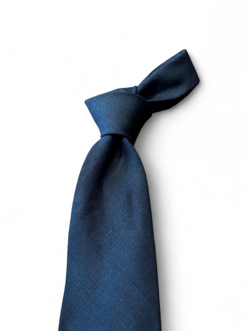 リネン100%ソリッドTIE      ネイビー