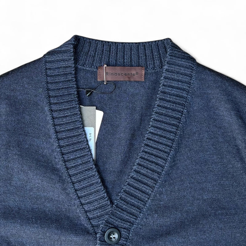 Rinascente　前開きニットジレ 204-13401 グレー/ネイビー/レッド